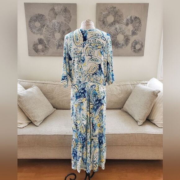 Lauren Ralph Lauren Paisley Linen-Blend Jersey Dress sz 2x - Picture 7 of 12